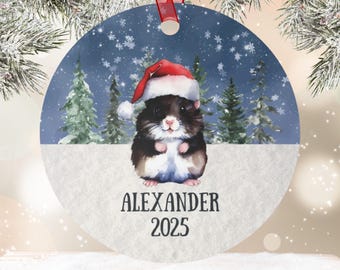 Personalized Hamster Metal Ornament, Custom Pet Holiday Ornament, Pet Memorial Christmas Gift, Pet Loss Ornament, Keepsake Gift for Kids