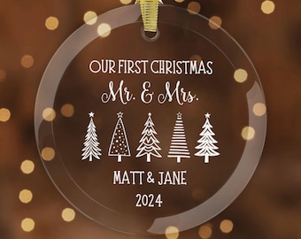 Custom Mr and Mrs Christmas Ornament, Gift for Newlyweds, Newly Married Couple, Mister and Missus, First Christmas Together Keepsake