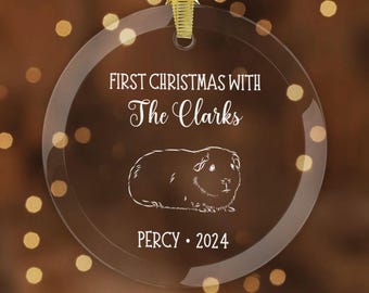 Custom Guinea Pig First Christmas Ornament, Personalized Gift for New Pet, New Addition to the Family, Holiday Gift for Guinea Pig Lover