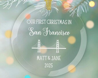 San Francisco First Christmas Ornament, Personalized New Home Housewarming Gift