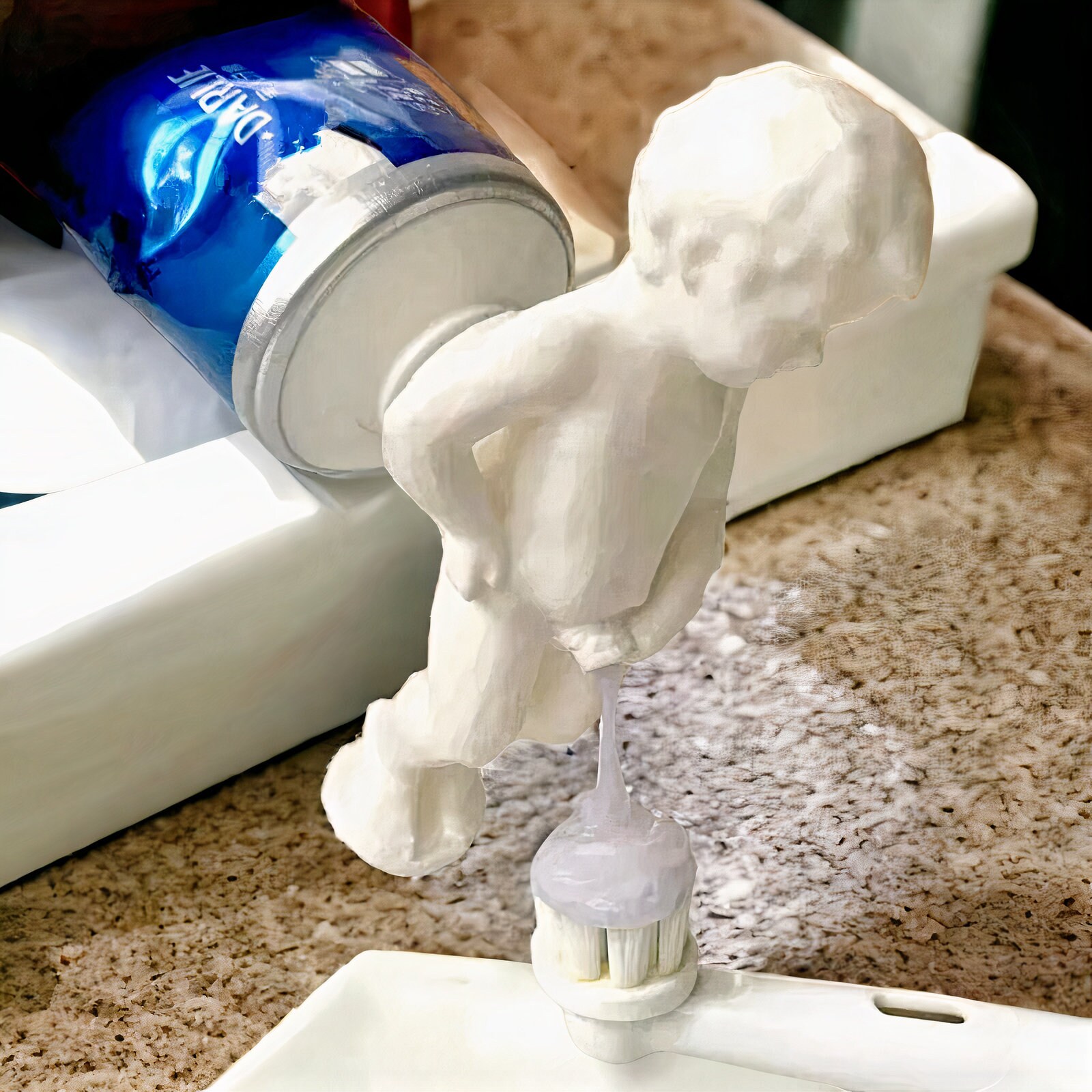 Novelty Boy Peeing Toothpaste Topper Funny Toothpaste Cap Fit Most