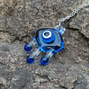 Lampwork Glass Evil Eye Necklace, Turkish Nazar Talisman, Boho Witchy Jewelry