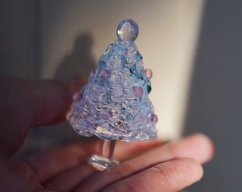 Sapin de Noël en verre, Art du verre au chalumeau, Décoration de table de Noël pour la maison, Décoration de Noël, Décorations de Noël, Cadeau de Noël