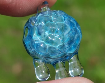 Colgante de cristal con reflejo del océano y gotas, collar de olas marinas de cristal hecho a mano, joyería de hada sirena