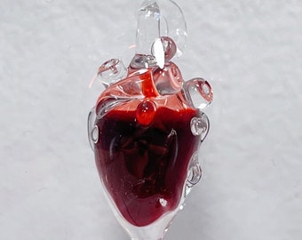Glass Heart Blood Vial Necklace, Gothic Vampire Pendant, Blood Bond Keepsake, Anniversary Couple Gift