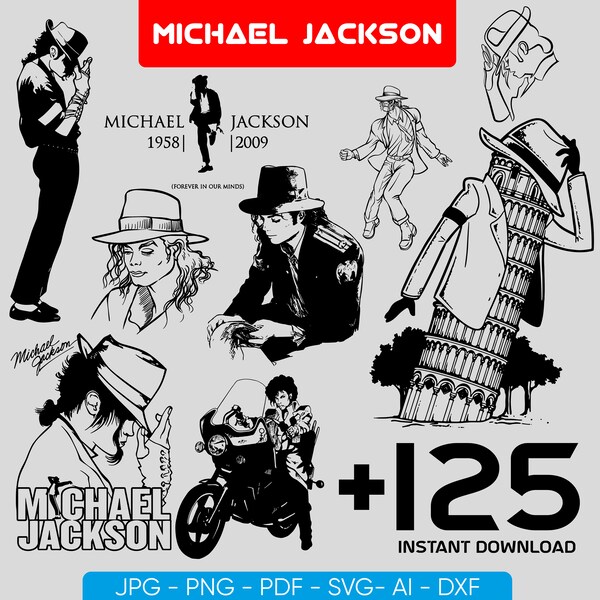 Michael Jackson Svg, King of Pop Svg, Micheal Jackson Vector, Svg Bundles, Svg Designs Bundle l Gifts Micheal Jackson