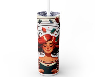 Book Lover| Reading Log |Skinny Tumbler with Straw, 20oz - A Moment of Literary Bliss