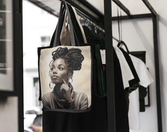 Woman's Portrait Tote Bag: Stylish Polyester Accessory
