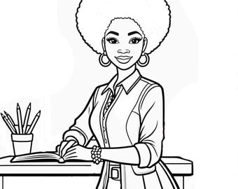 Empowering Coloring Page for Career Women | Office Boss Babe | Commemorative Grad Gift | Graduation Keepsake
