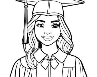 Graduation Coloring Page: Inspirational Girl Art (PDF + PNG)