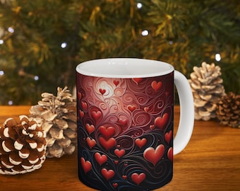 Heart Patterned Coffee Mug: Love-Infused Ceramic Mug