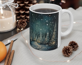 Winter Forest Nights Mug| Snowfall in Every Sip| Ceramic Mug| 11oz