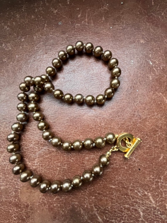 Vintage Carol Lee Faux Bronze Pearl Necklace with… - image 3