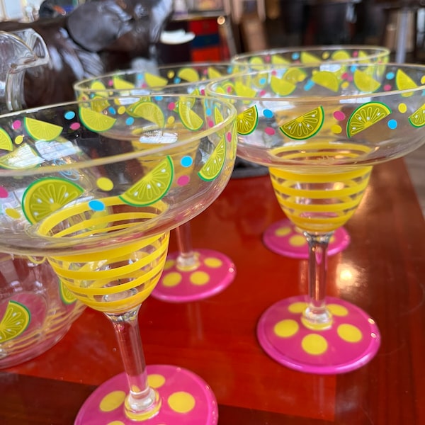 Pink Margarita Glasses Etsy