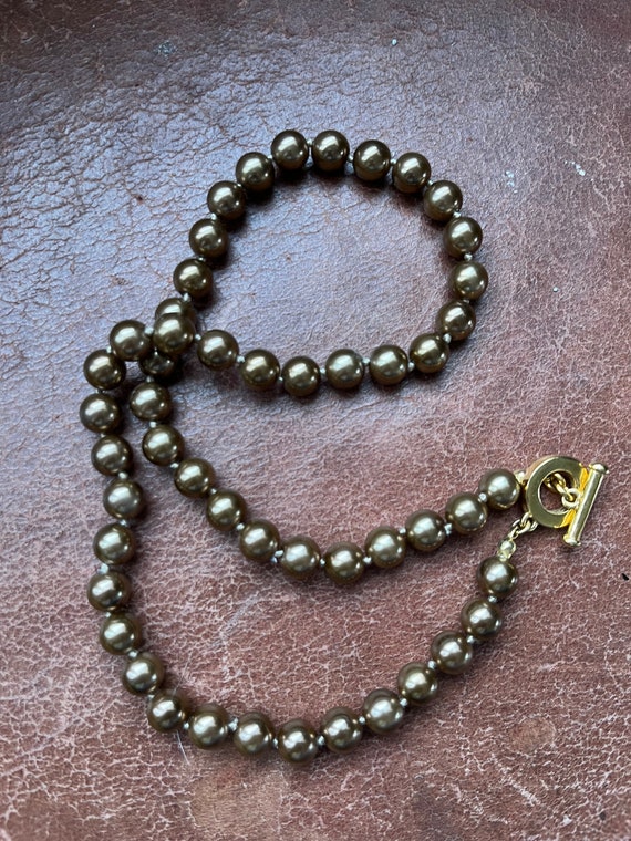 Vintage Carol Lee Faux Bronze Pearl Necklace with… - image 6
