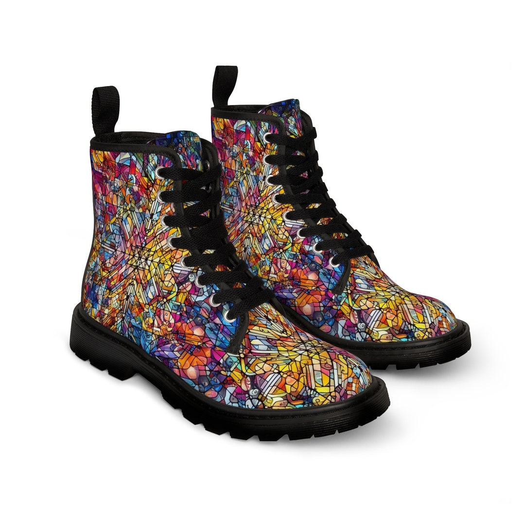 Name Patterns Boot Women's Boots: Colourful Geometric Pattern Stand Out - Etsy