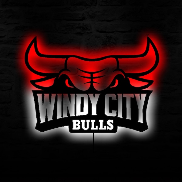 Chicago Bulls Metal Windy City ,Lighted Chicago Bulls,Wall Art,Home Decoor Panel,Lighted Wall Decor,Chicago Fan,Chicago Bulls Sign,