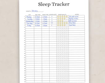 Printable Sleep Tracker, Monthly Sleep Log, Sleep Log, Digital Sleep Journal, Sleep Analysis, Sleep Quality, Sleep Cycle, Planner Page