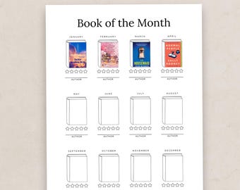 Buch des Monats Tracker Printable | Leselogbuch | Jahresbuch Journal | Lese-Challenge | Bücherwurm Geschenk | Digitaler Download PDF