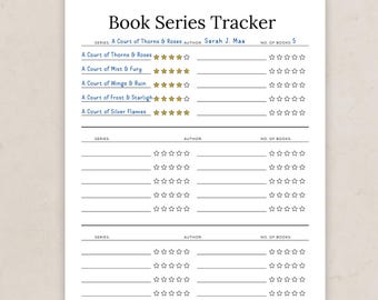 Book Series Tracker Printable, Reading Log For Book Series, Track Books Read And Ratings, Reading Journal Insert, Book Lover Planner Page
