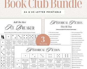 Historical Fiction Book Club Game Bundle, Icebreaker, Roll the Dice, This or That, Discussion Prompts, Book Lovers, Fun Book Club Activities