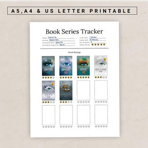 Printable Book Series Tracker, Reading Journal Page, Series Reading Log, Book Rating Tracker, Reading Planner Insert PDF