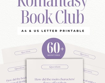 60 tarjetas para el club de lectura de Romance / Ideas imprimibles para debates sobre romance fantástico / Juego para el club de lectura / Descarga digital / Chica lectora
