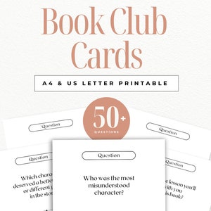 Discussiekaarten boekenclub fictie | Leuke afdrukbare vragen | Digitale download | Boekenclubspellen |  Discussieprompts | Leesgroep