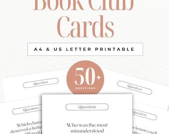Discussiekaarten boekenclub fictie | Leuke afdrukbare vragen | Digitale download | Boekenclubspellen |  Discussieprompts | Leesgroep