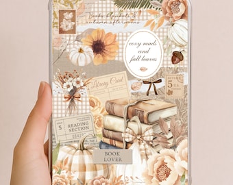 Fall Kindle Insert Printable, Cozy Autumn Book Lover Decor, Pumpkin Cottagecore Kindle Case Insert, Reading Aesthetic Digital Download