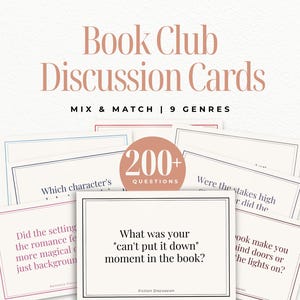212 Cartões de discussão do clube do livro, perguntas divertidas para impressão, jogos do clube do livro, prompts de discussão, atividade de grupo de leitura, romance, suspense