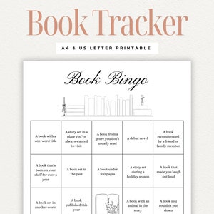 Book Bingo, Reading Challenge Printable, Journal Page, Planner Page, Book Challenge, Reading Journal, Game for Book Lovers, Reading Activity