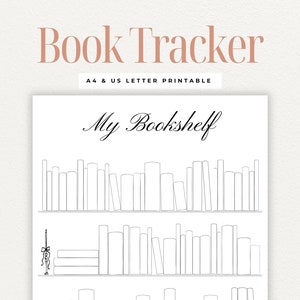 Bookshelf Reading Tracker, Journal Page, Printable Reading Log, Book Journal Page, Daily Habit Tracker, Book Organization Chart, Book Lovers