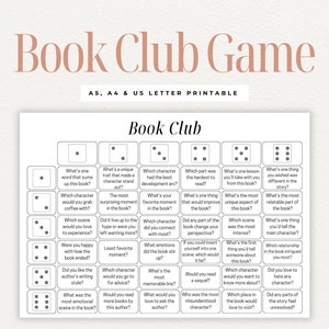 Buchclub Diskussionsfragen druckbar, Buchclubkarten, Diskussionsanfragen, Buchbesprechungs-Würfelspiel, lernen Sie Sie kennen, Buchclub-Eisbrecher