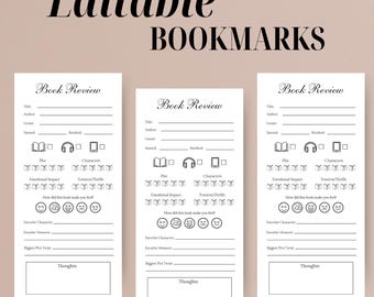 Book Review Bookmark Template, Canva Template, Book Club Discussion Game Bookmark, Book Lover Gift Idea, Reading Log, Printable Book Review