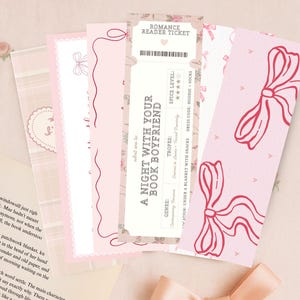 Druckbare Lesezeichen Set, Romantische Rosa Ästhetik, Buchliebhaber Geschenk, Lesezeichen für Frauen, Süße Lesezeichen, Buch Freund Karte