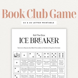 Fantasy Book Club Icebreaker Spiel, Roll the Dice Buch Diskussion druckbare, Spaß druckbare für Fantasy-Leser, Buchclub-Aktivitäten, Spiele
