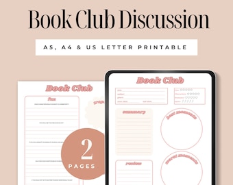 Printable Romance Book Club Journal Pages | A5, A4, US Letter | Digital Download for Book Reviews Discussions | Pink Retro | Reading  Lover