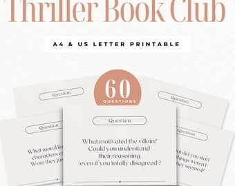 Thriller Book Club Discussion Cards | Fun Printable Questions | Digital Download | Book Club Games |  Discussion Prompts | Reading Group