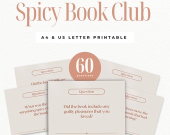 Spicy Book Club Diskussionskarten | 60 lustige druckbare Fragen | Digitaler Download | Buchklub Printable | Romanze Buchclub |