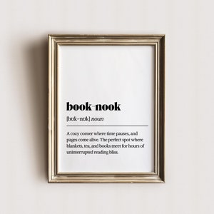 Book-Nook 定義プリント | ブックウォールアート | 読書愛好家プリント | ブックプリント | 印刷可能なウォールアート | 辞書アート | デジタルダウンロード