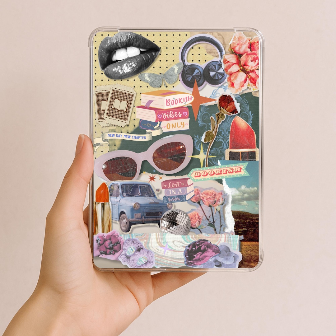 Retro Bookish Vibes Kindle Insert for Clear Case, Printable Kindle ...