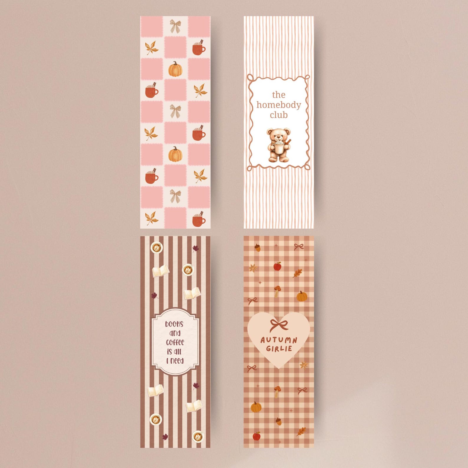 Cozy Bookmark Set, Printable Autumn Bookmarks, Pumpkin Spice and Fall ...