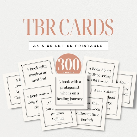300 Printable TBR Cards, To be read prompt, Reading Challenge, Fun Reading Prompts & Book Club Ideas, Unique Book Prompt Deck, Bookish Games