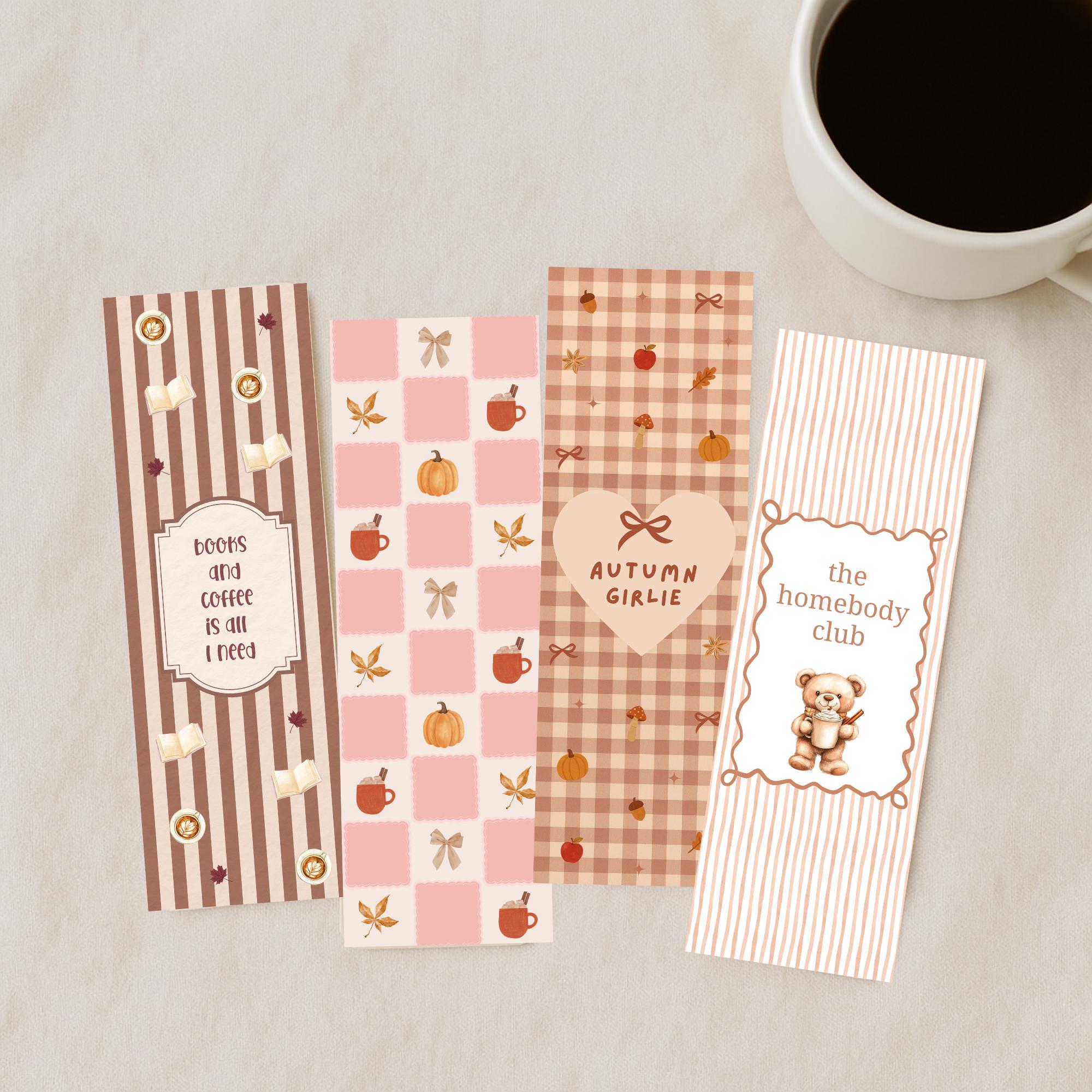 Cozy Bookmark Set, Printable Autumn Bookmarks, Pumpkin Spice and Fall ...