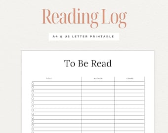 To Be Read List Printable, TBR Tracker for Book Lovers, Reading List Template, Minimal Book Planner Insert PDF