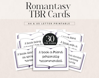 Romantasy TBR Prompt Cards | 30 Reading Challenge Ideas | Fantasy Romance Digital Download | Book Lover Gift