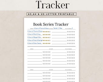 Book Series Tracker Printable, Reading Log For Book Series, Track Books Read And Ratings, Reading Journal Insert, Book Lover Planner Page