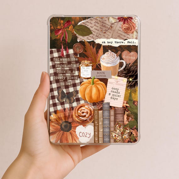 Cozy Fall Kindle Insert, Autumn Pumpkin Spice Aesthetic, Coffee & Books, Book Lover Decor, Cozy Reading Aesthetic, Cottagecore Kindle Case