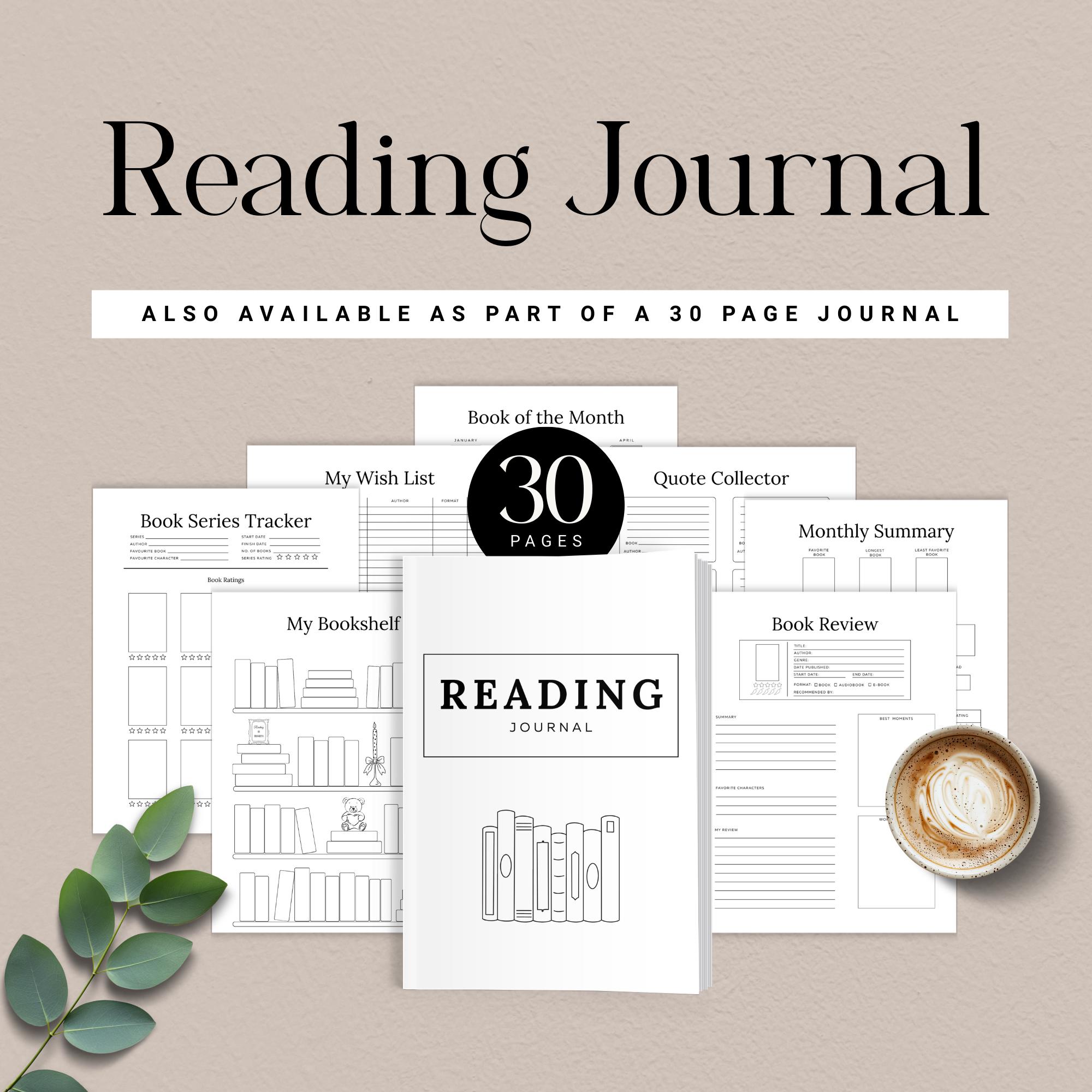 Reading Log Printable, Minimalist Book Tracker, Reading Journal Insert ...